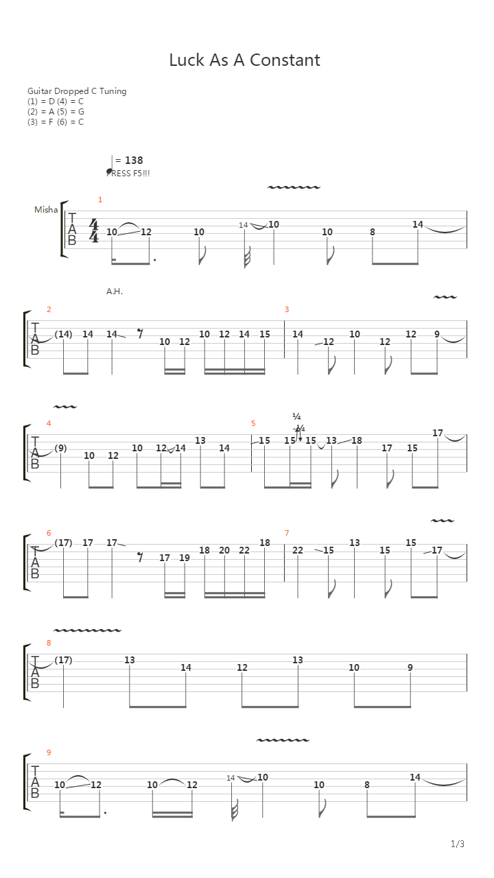 Luck As A Constant吉他谱
