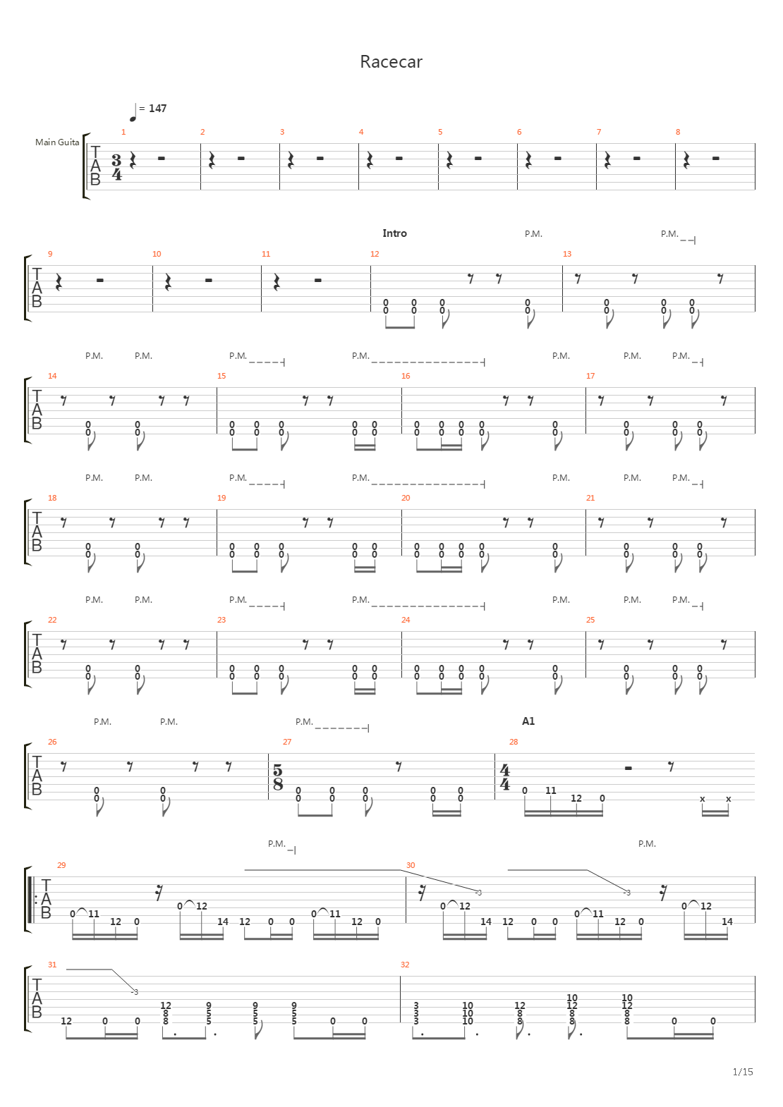 Racecar吉他谱