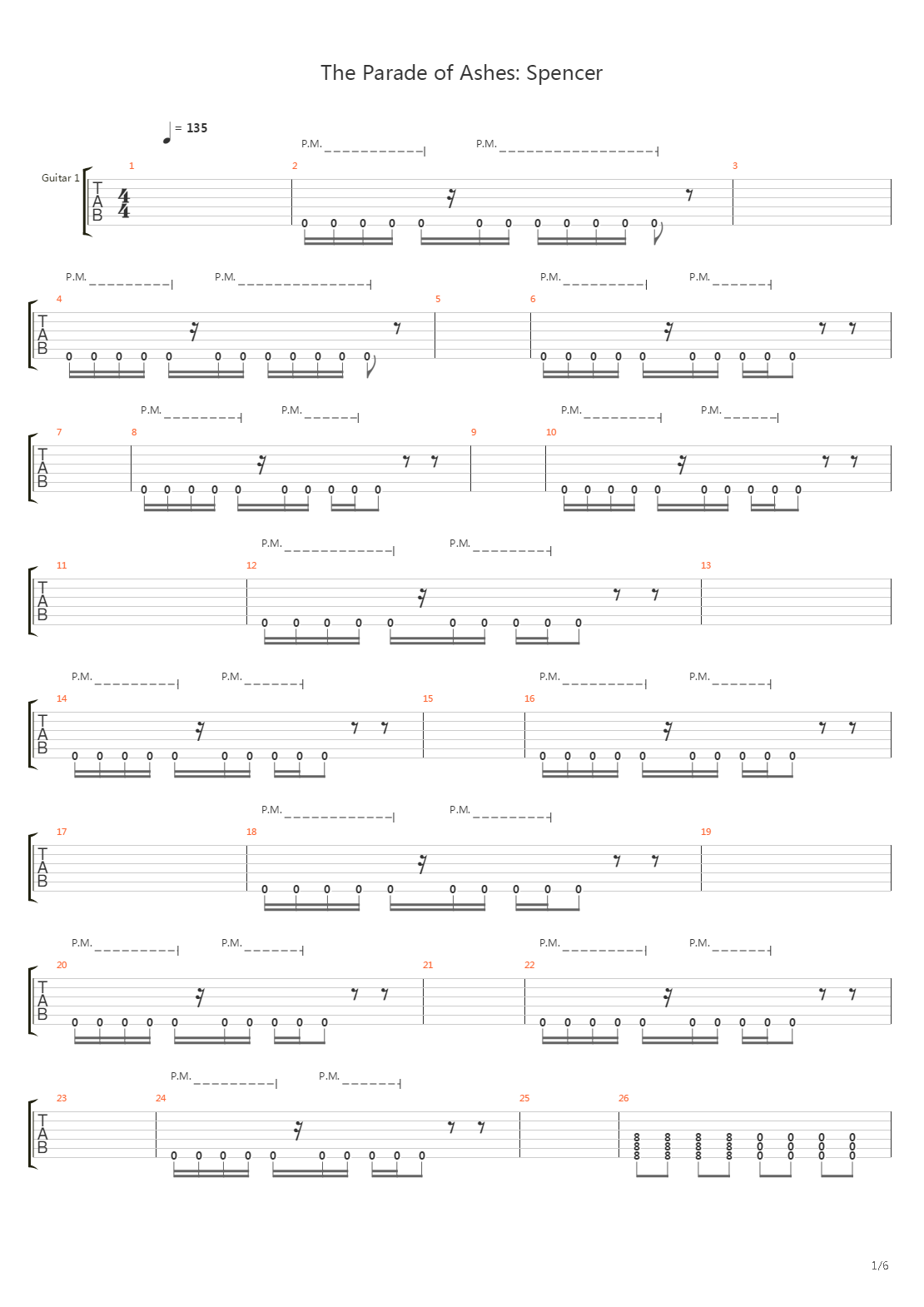 The Parade Of Ashes Spencer吉他谱