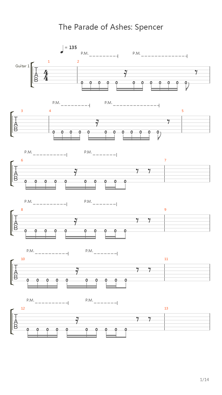 The Parade Of Ashes Spencer吉他谱