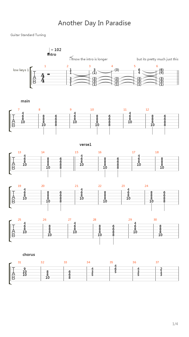 Another Day In Paradise吉他谱