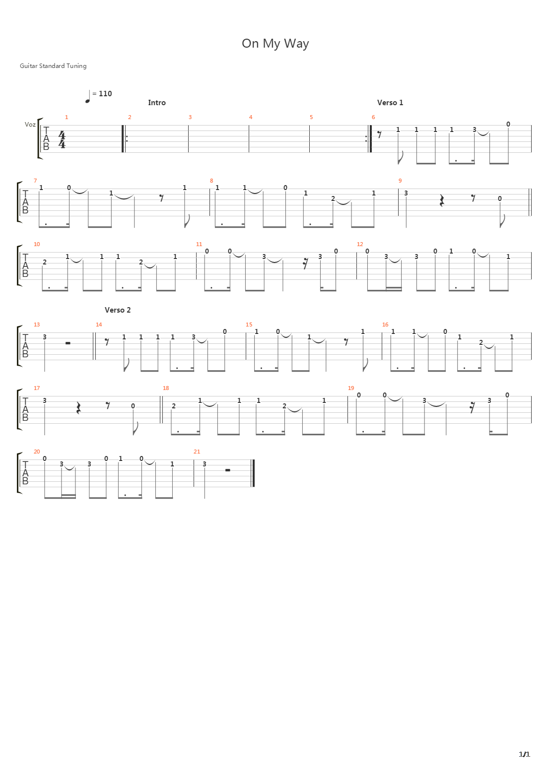 On My Way吉他谱