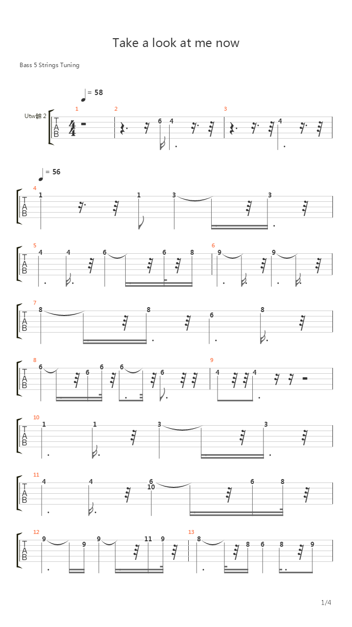 Take A Look At Me Now吉他谱
