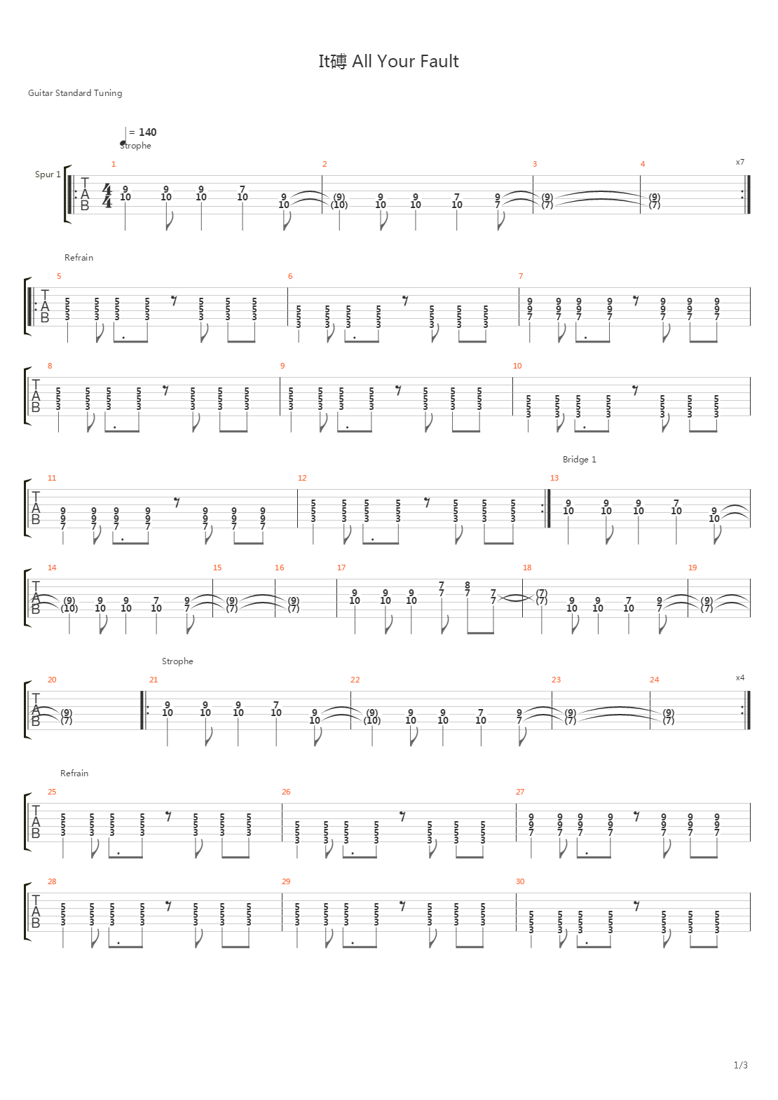 Its All Your Fault吉他谱