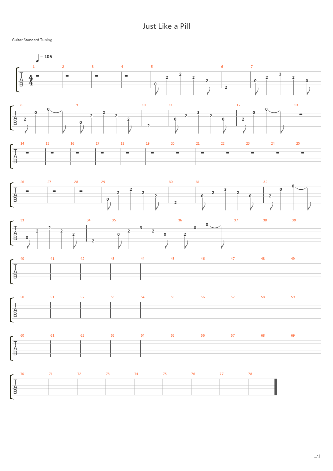 Just Like A Pill吉他谱
