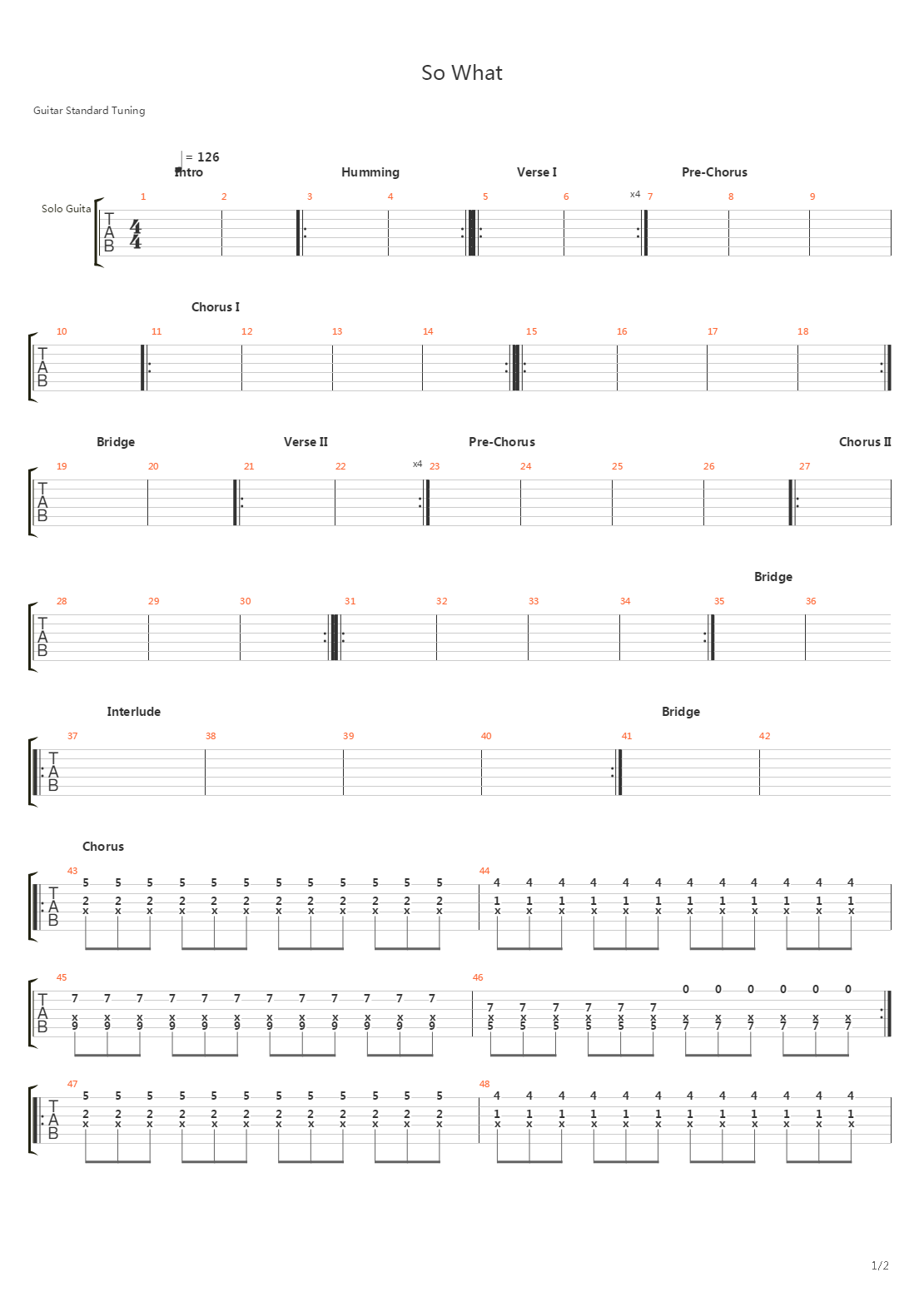 So What吉他谱