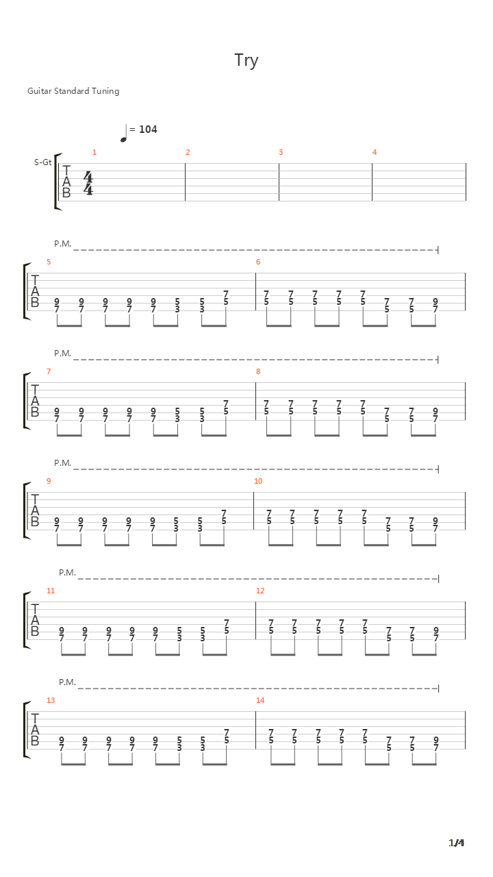 Try吉他谱