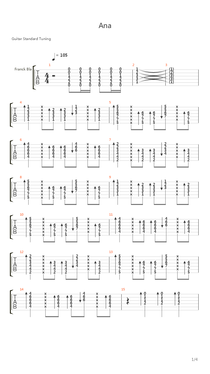 Ana吉他谱