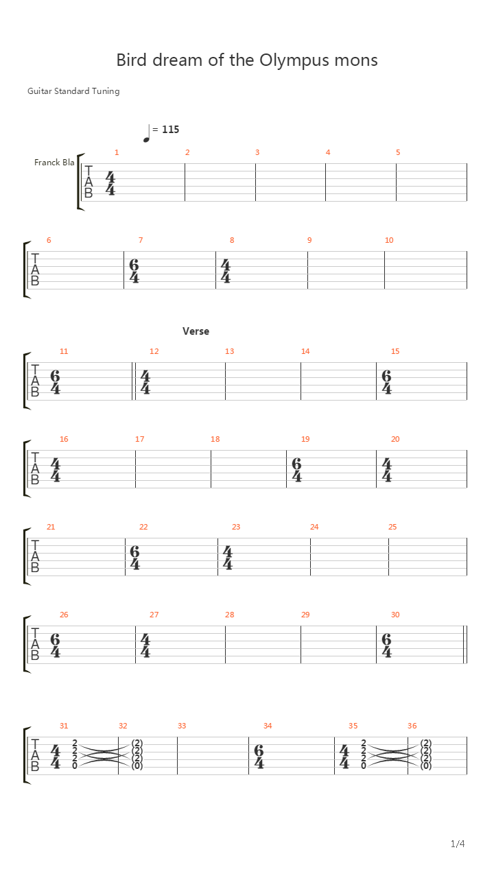 Bird Dream Of The Olympus Mons吉他谱