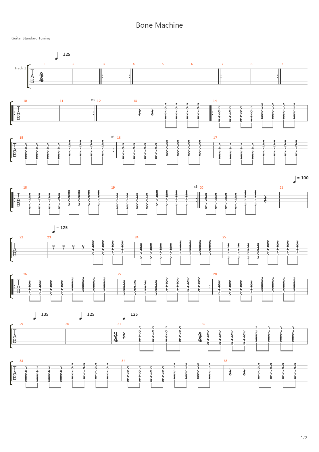 Bone Machine吉他谱