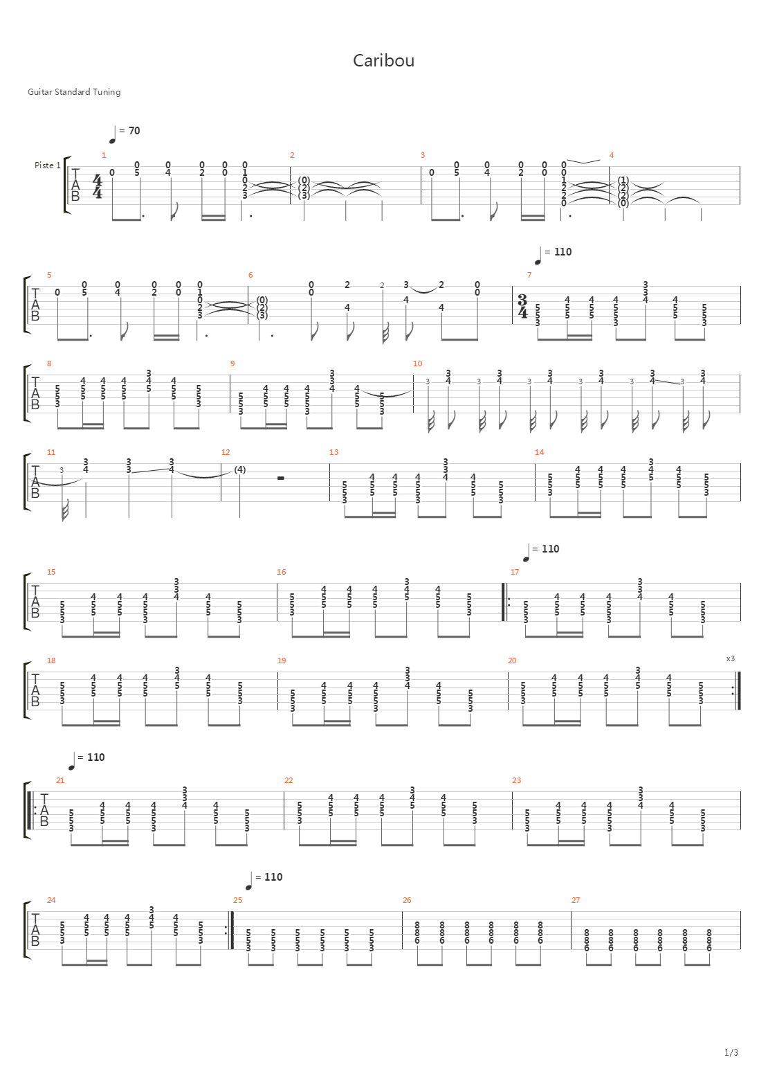 Caribou吉他谱
