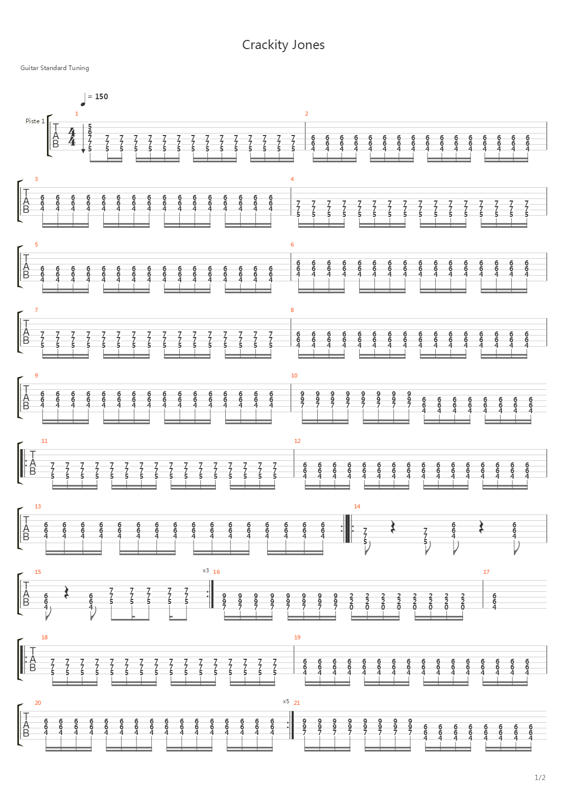 Crackity Jones吉他谱