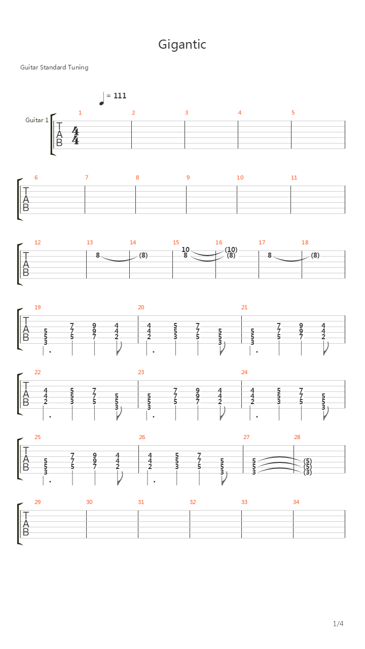 Gigantic吉他谱