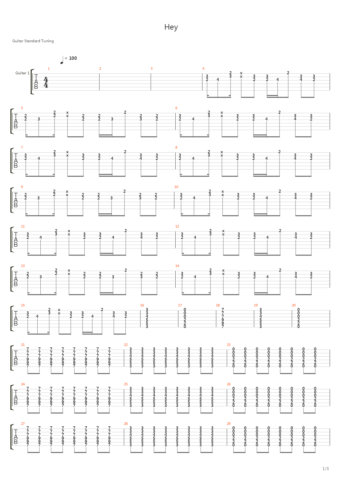 Hey吉他谱