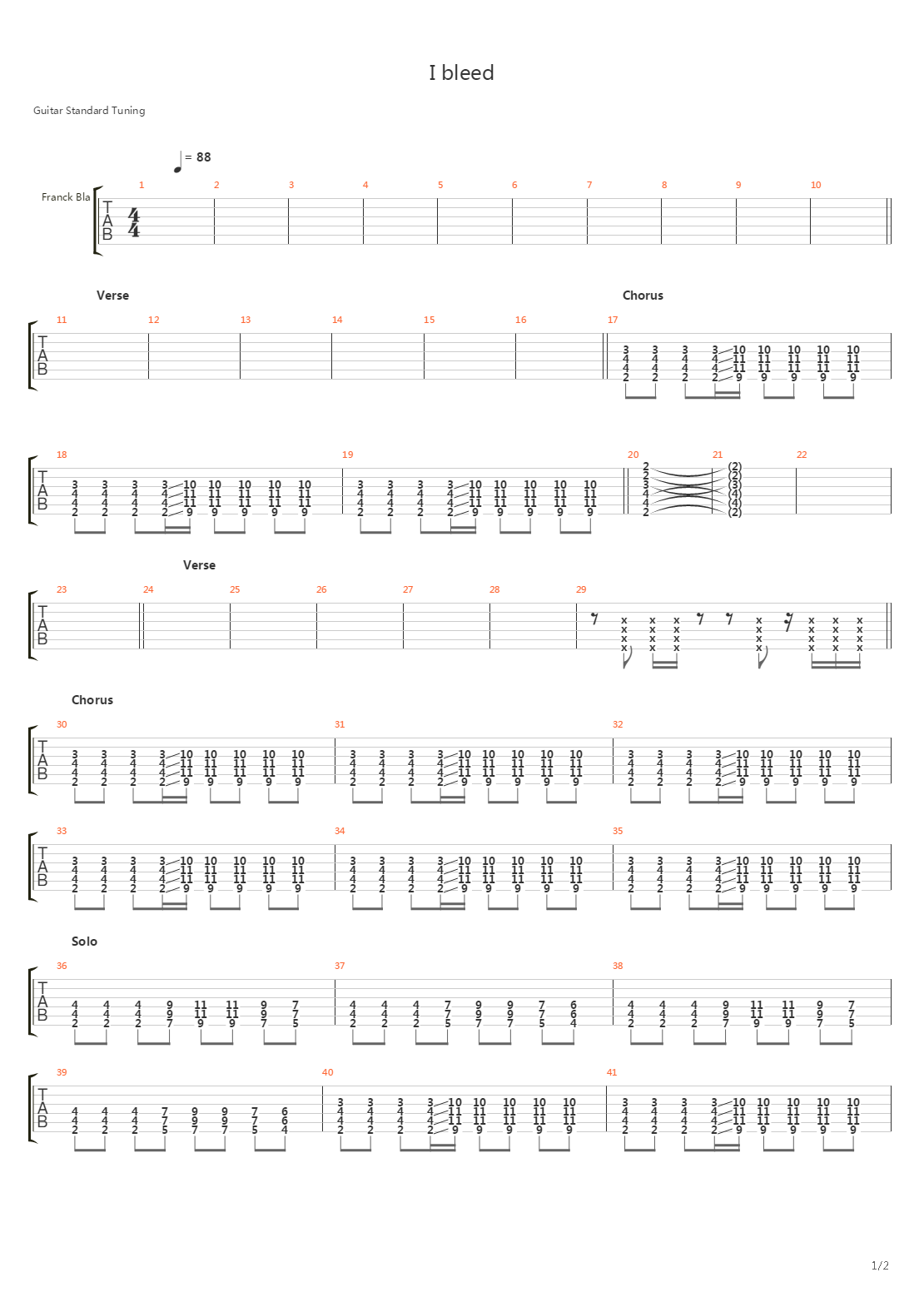 I Bleed吉他谱