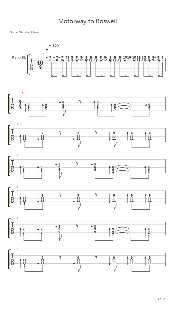 Motorway To Roswell吉他谱