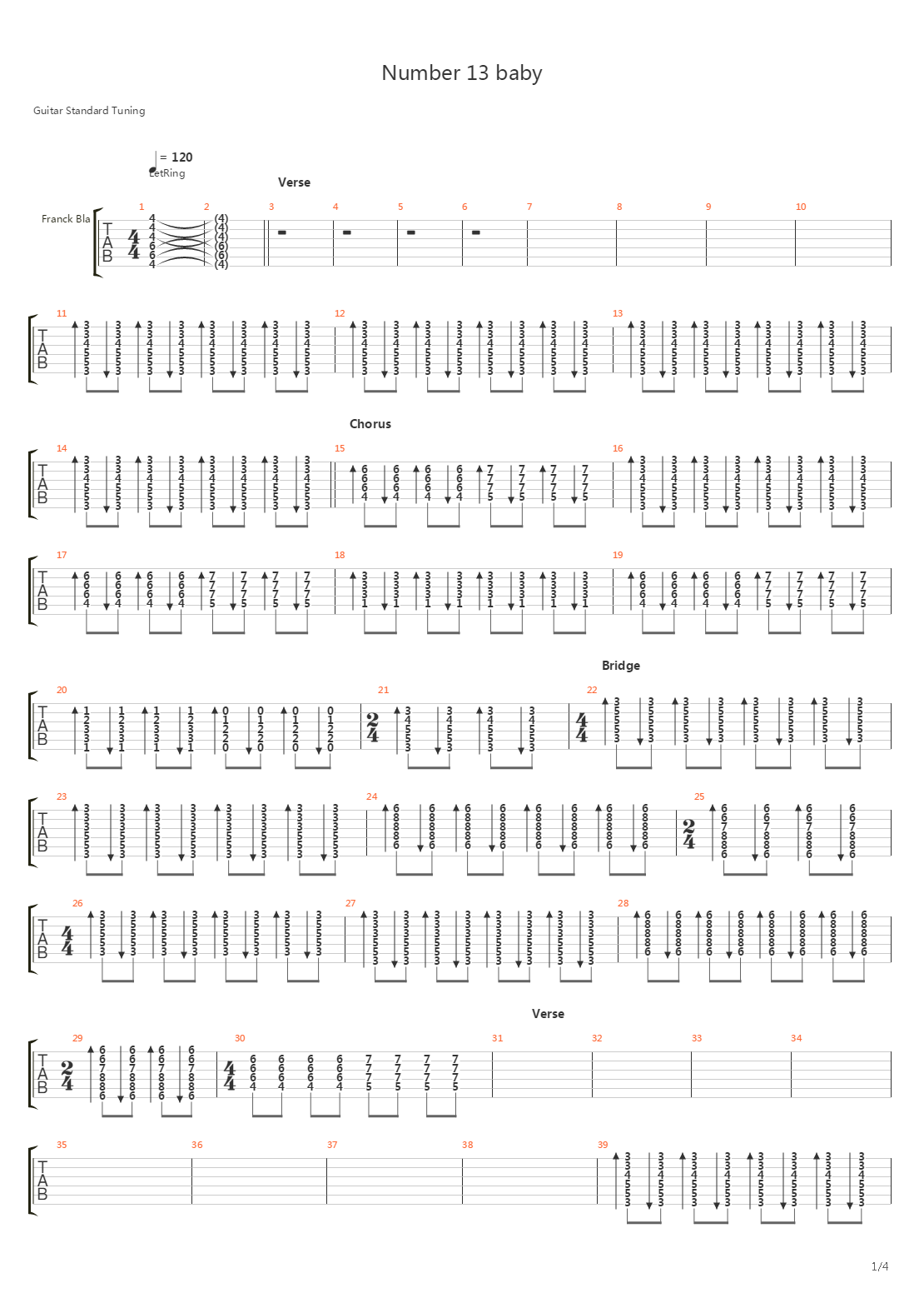 Number 13 Baby吉他谱