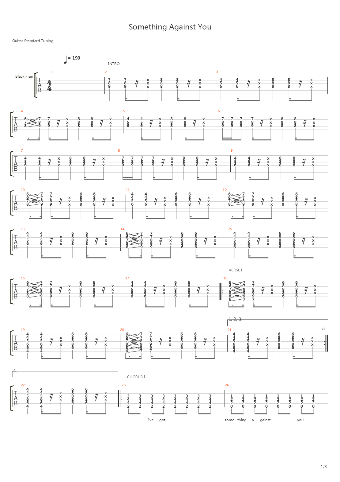 Something Against You吉他谱