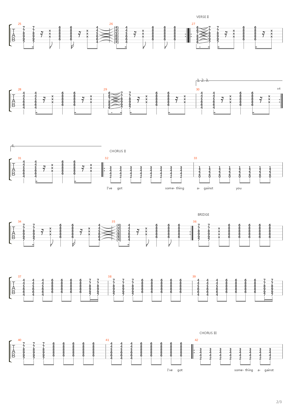 Something Against You吉他谱
