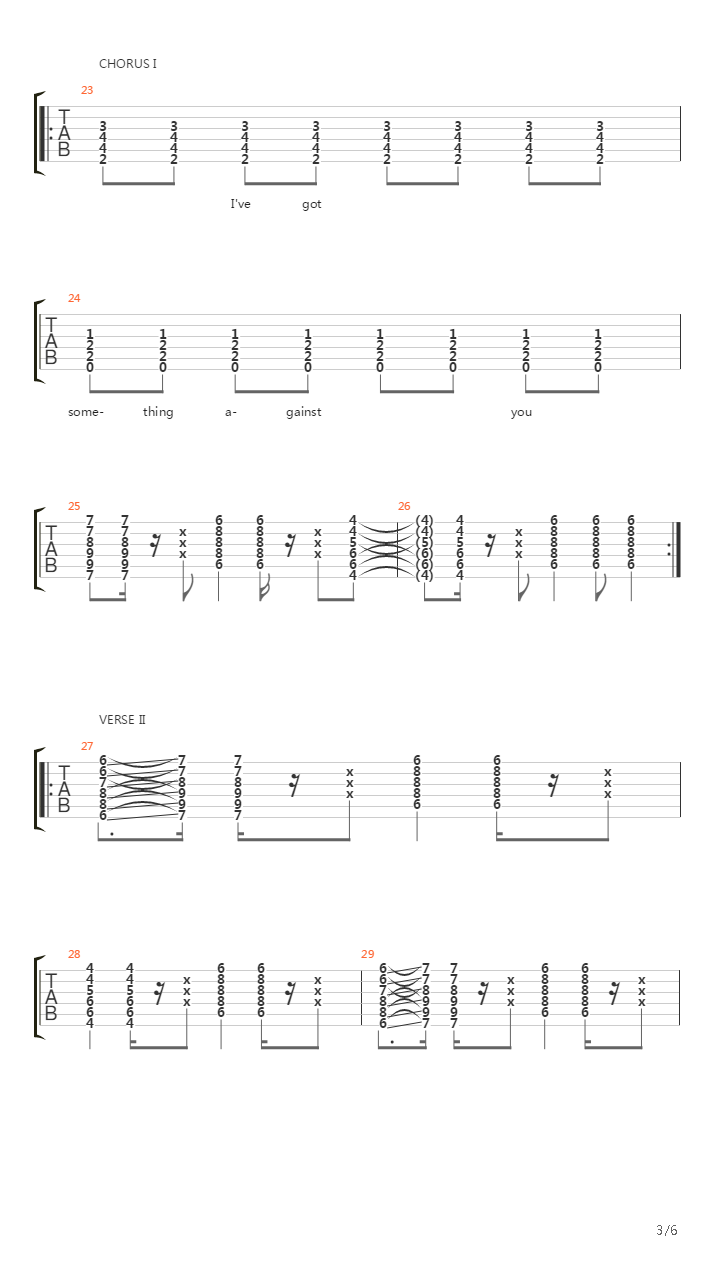 Something Against You吉他谱