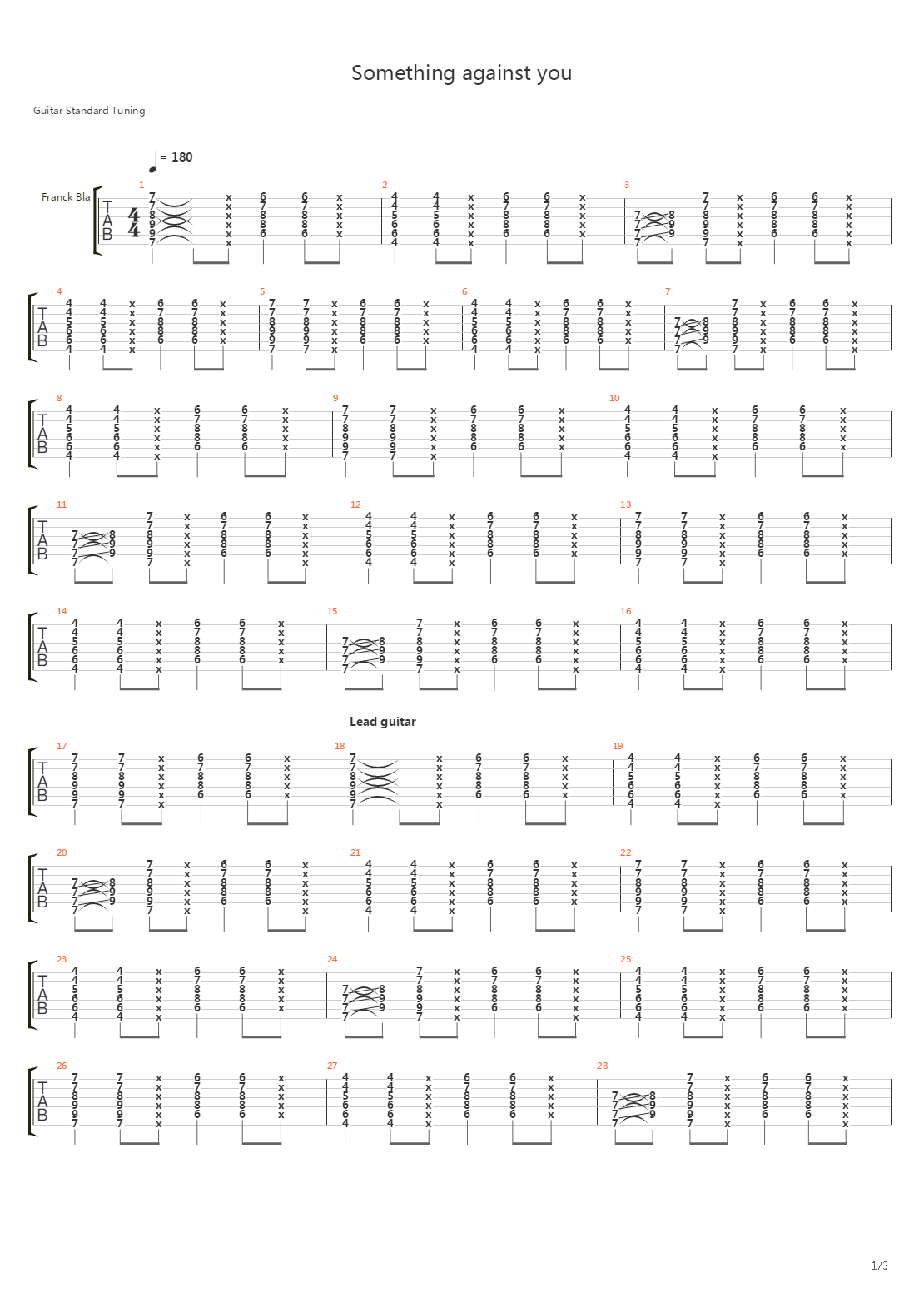 Something Against You吉他谱