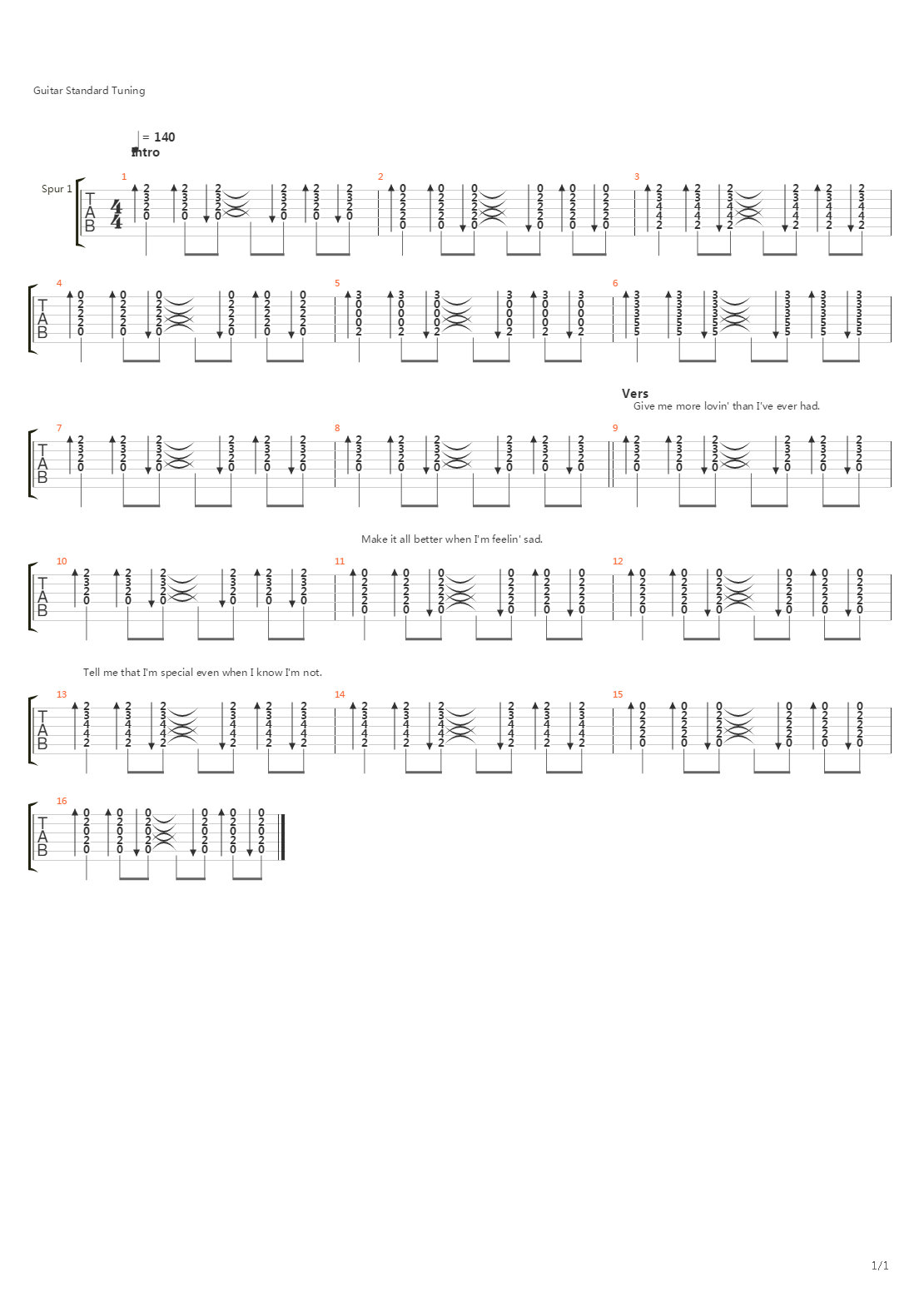 1 2 3 4吉他谱