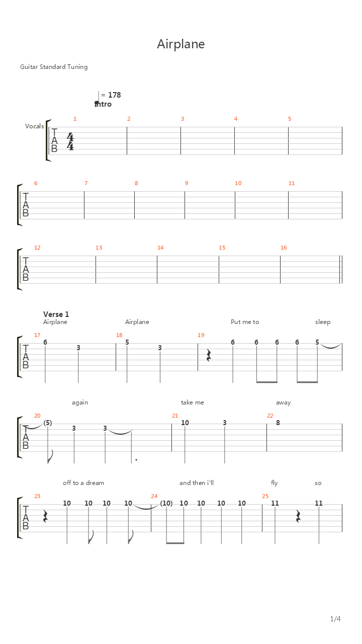 Airplane吉他谱