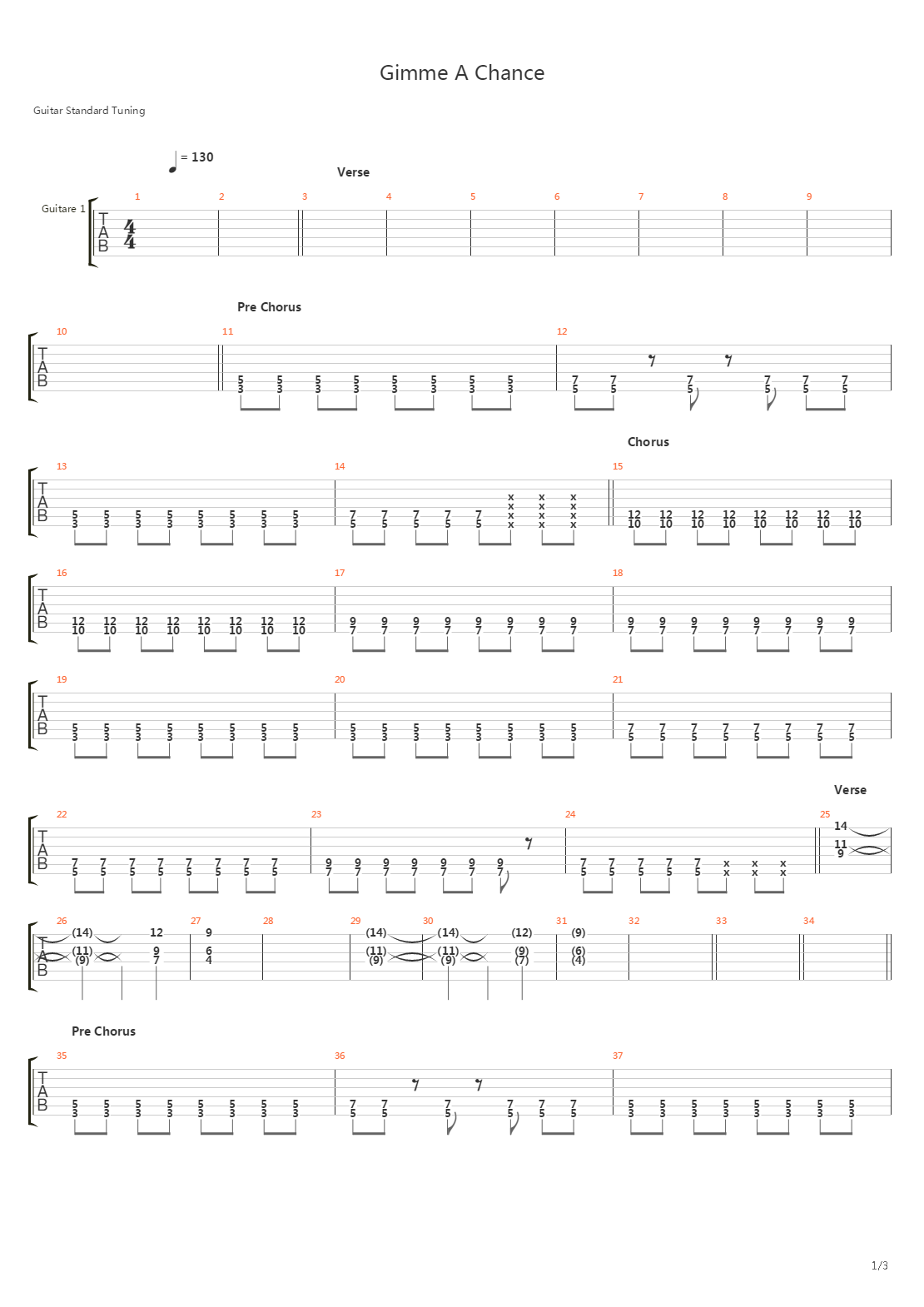 Gimme A Chance吉他谱