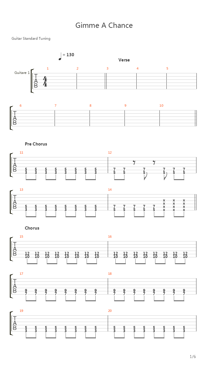 Gimme A Chance吉他谱