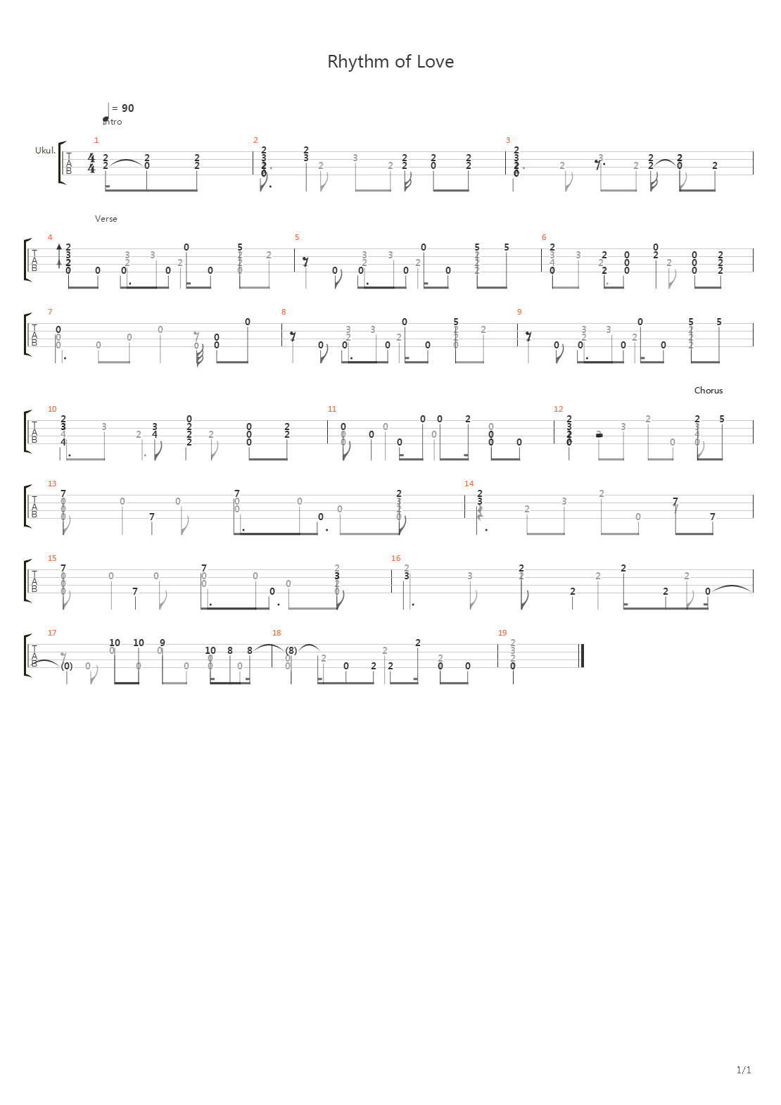Rhythm Of Love吉他谱