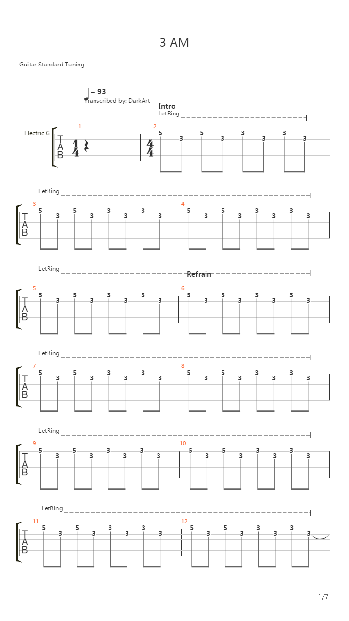 3 Am吉他谱