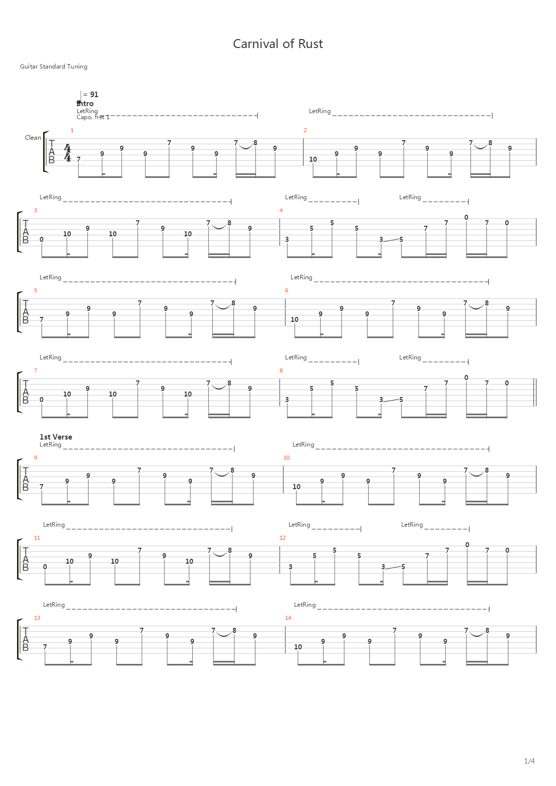 Carnival Of Rust吉他谱