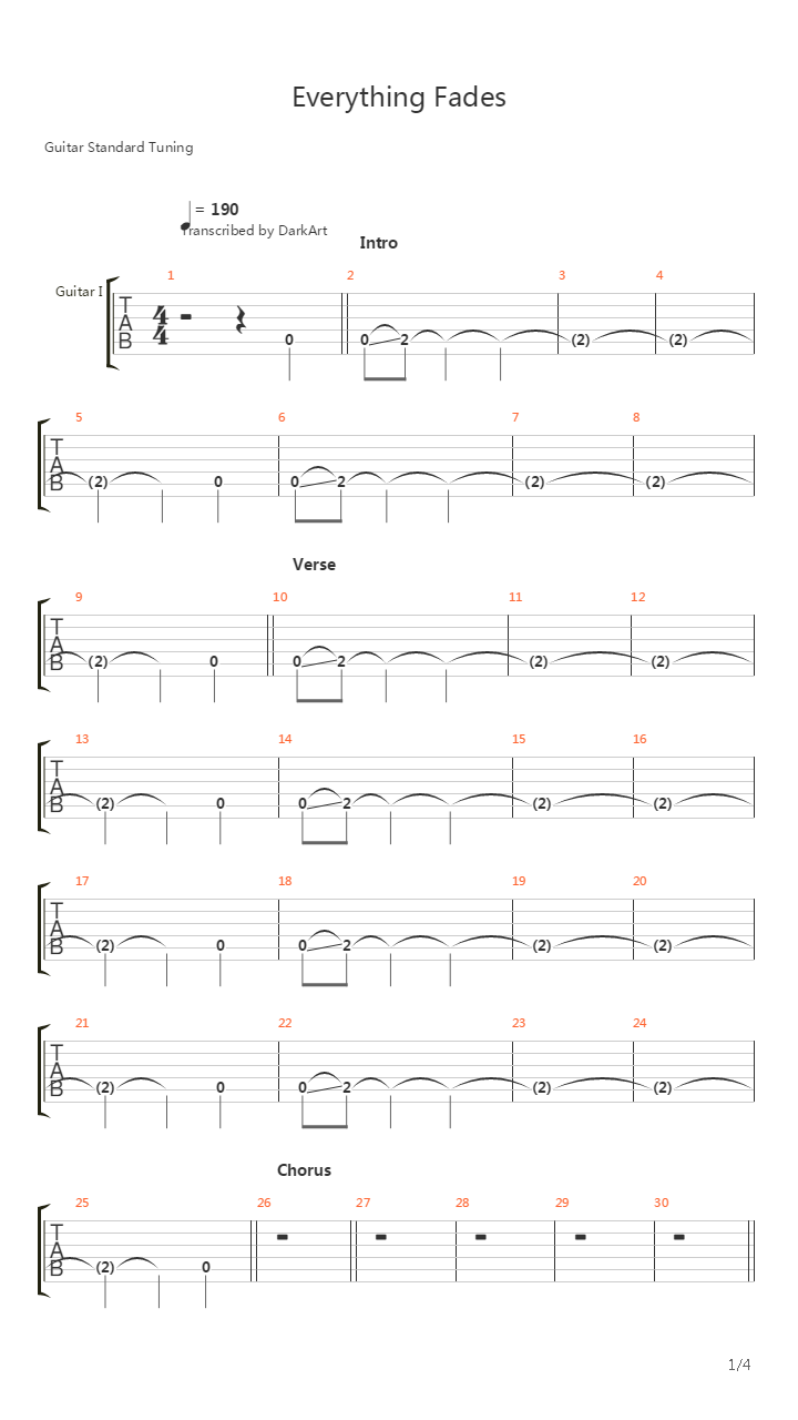 Everything Fades吉他谱