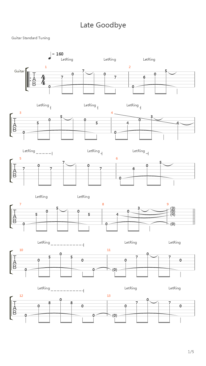 Late Goodbye吉他谱