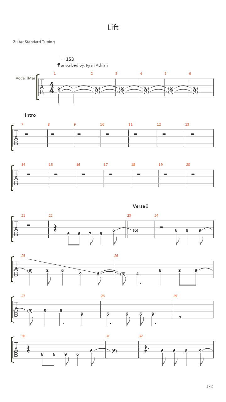 Lift吉他谱