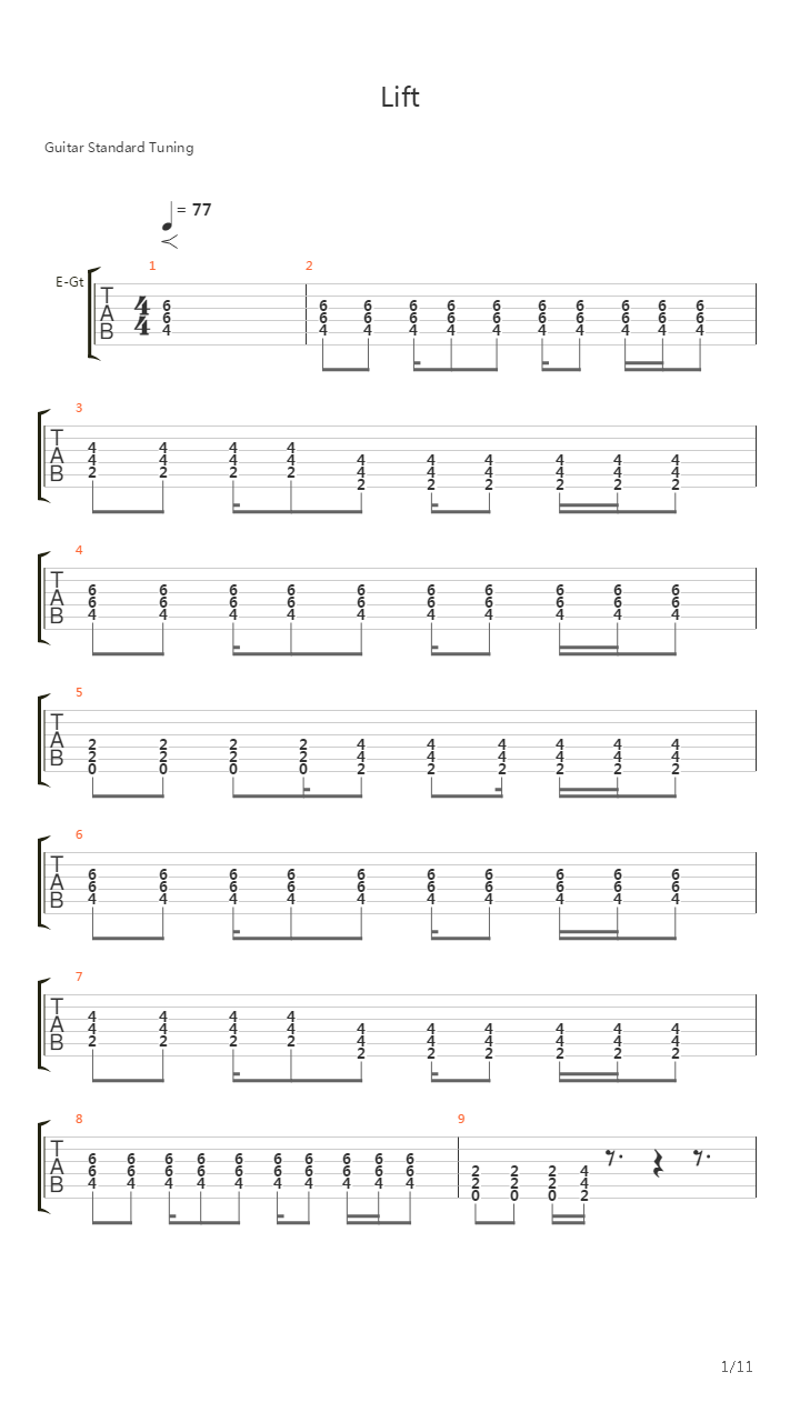 Lift吉他谱