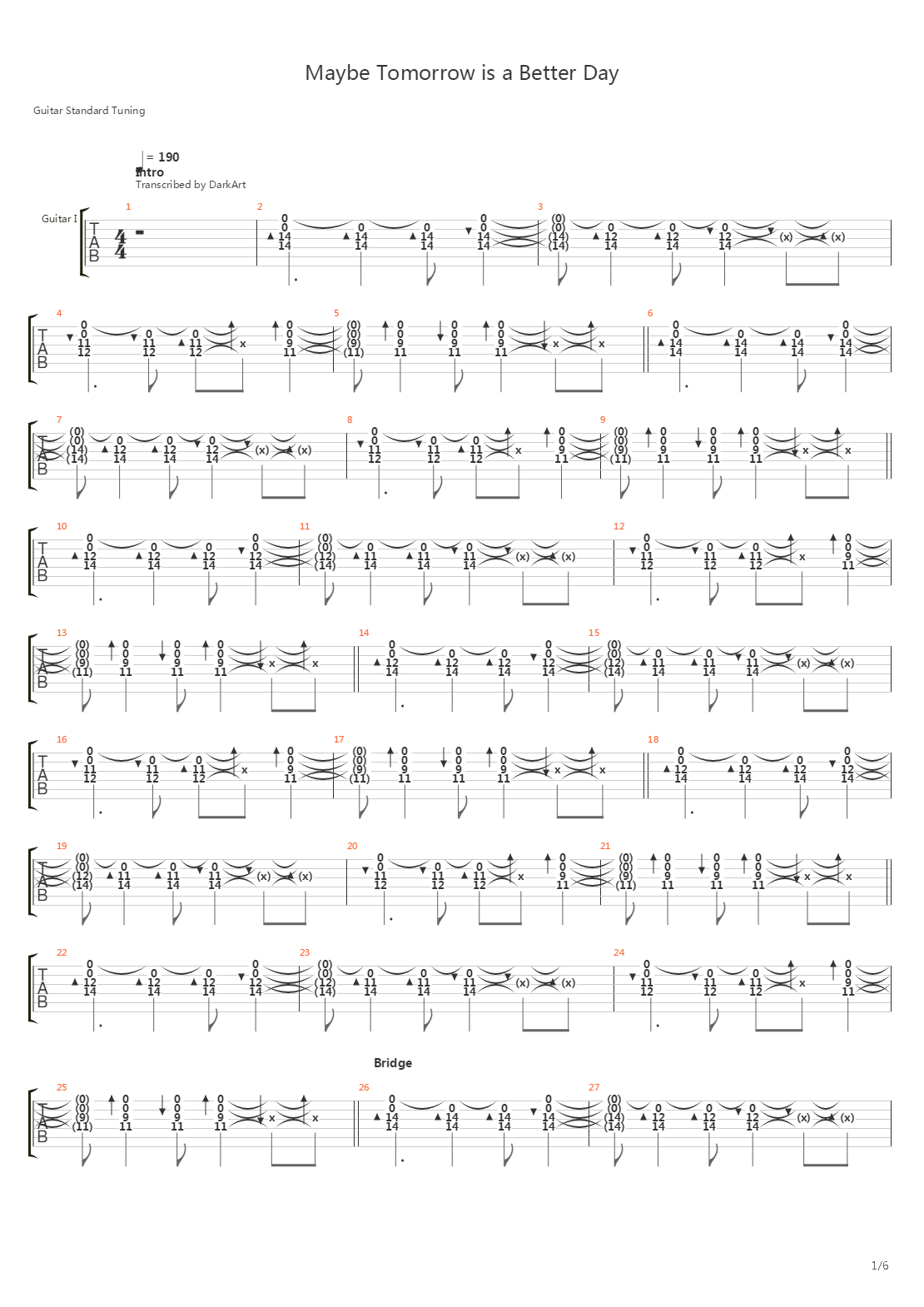 Maybe Tomorrow Is A Better Day吉他谱