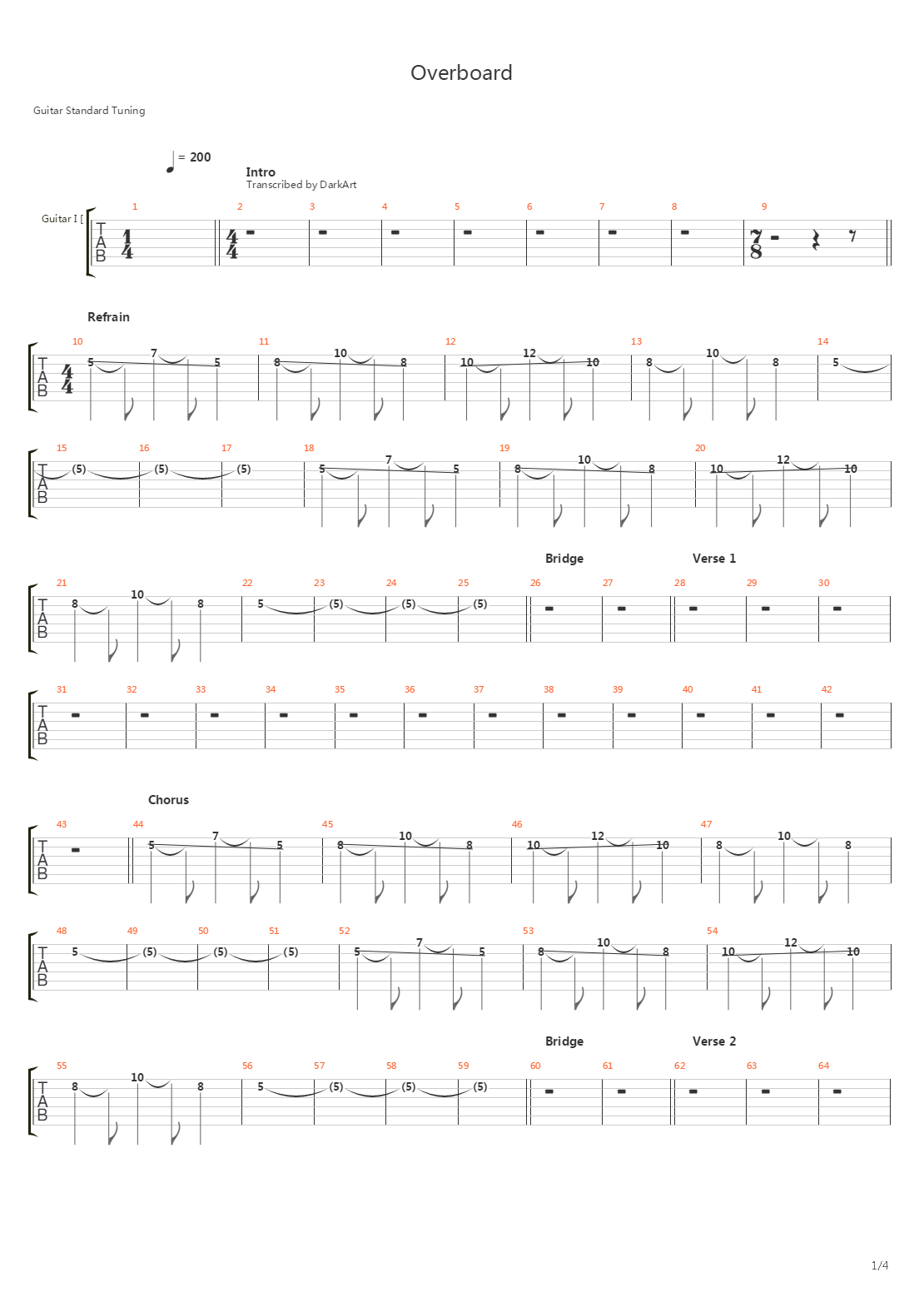 Overboard吉他谱