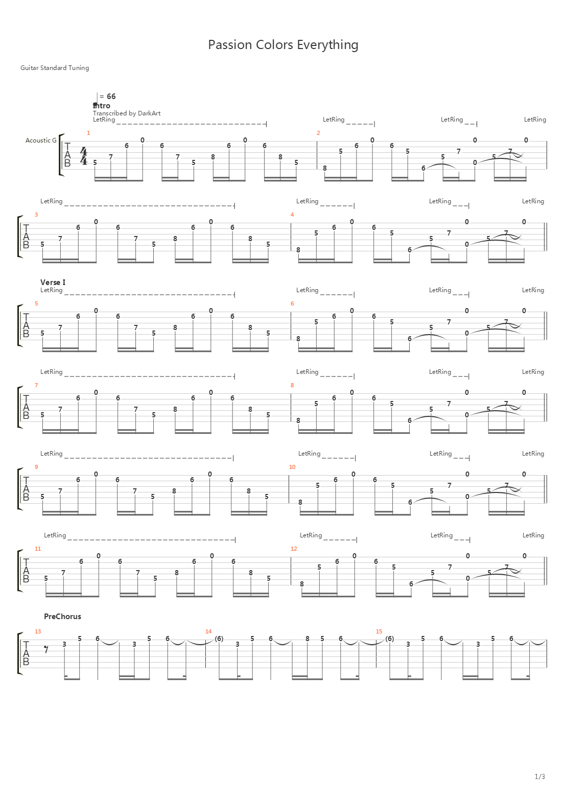 Passion Colors Everything吉他谱