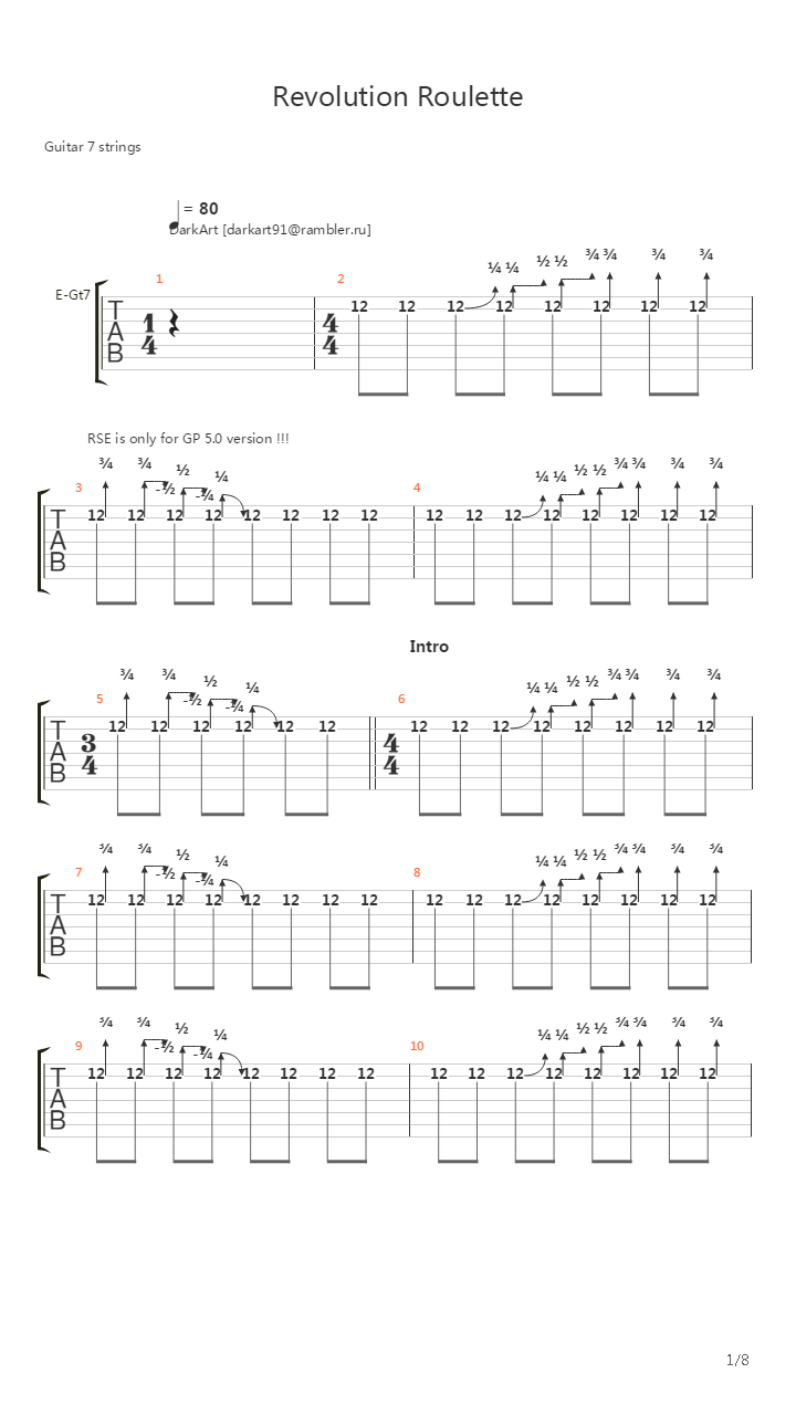 Revolution Roulette吉他谱