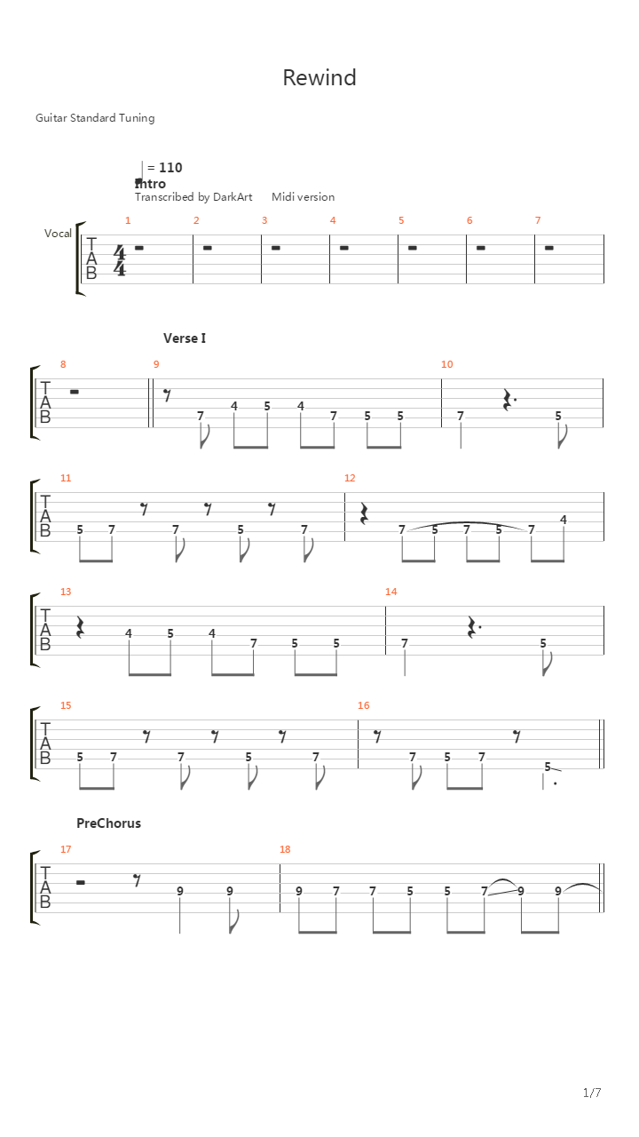 Rewind吉他谱