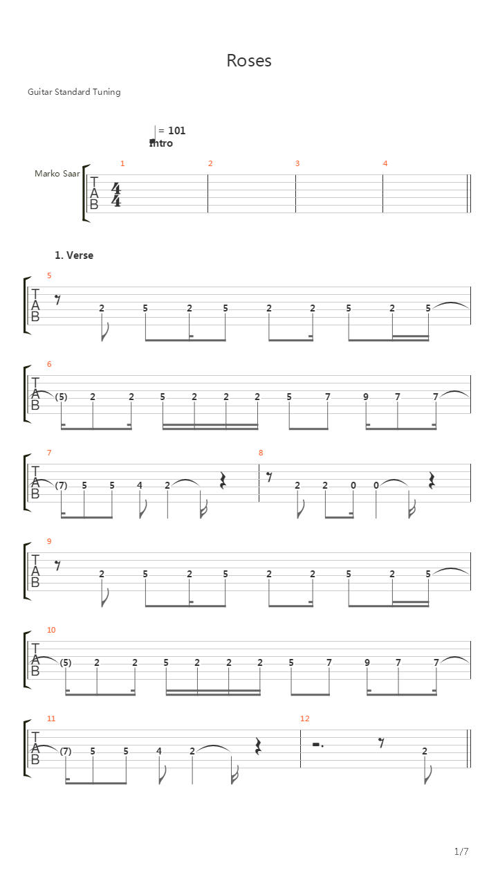 Roses吉他谱