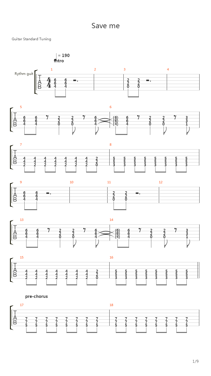 Save Me吉他谱