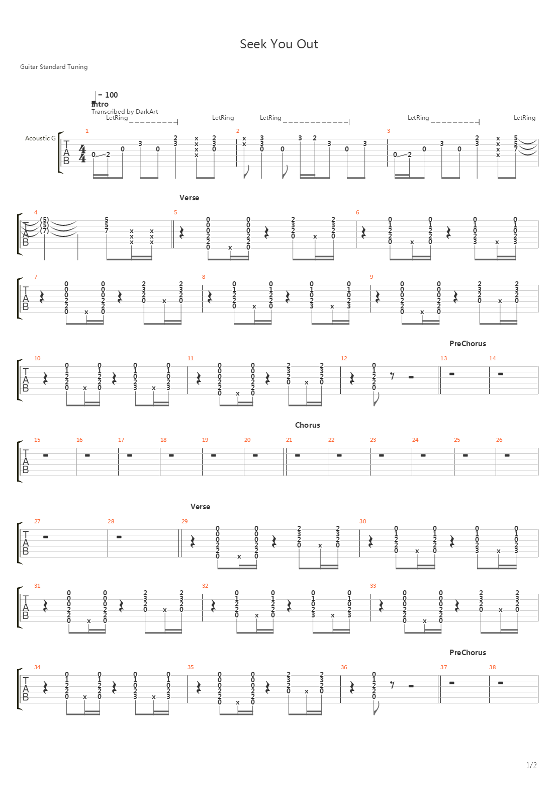 Seek You Out吉他谱