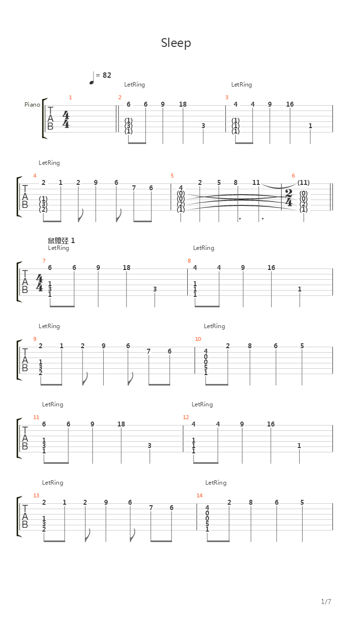Sleep吉他谱