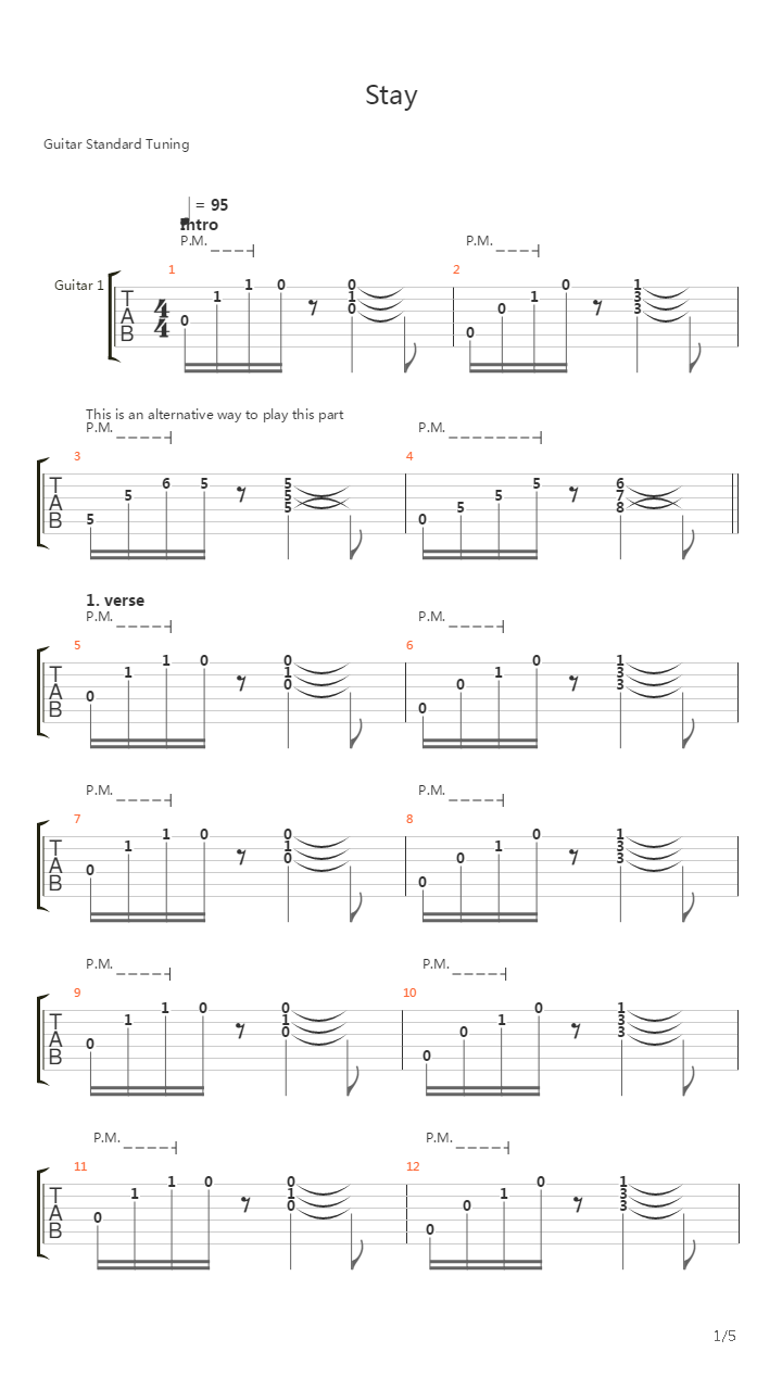 Stay吉他谱