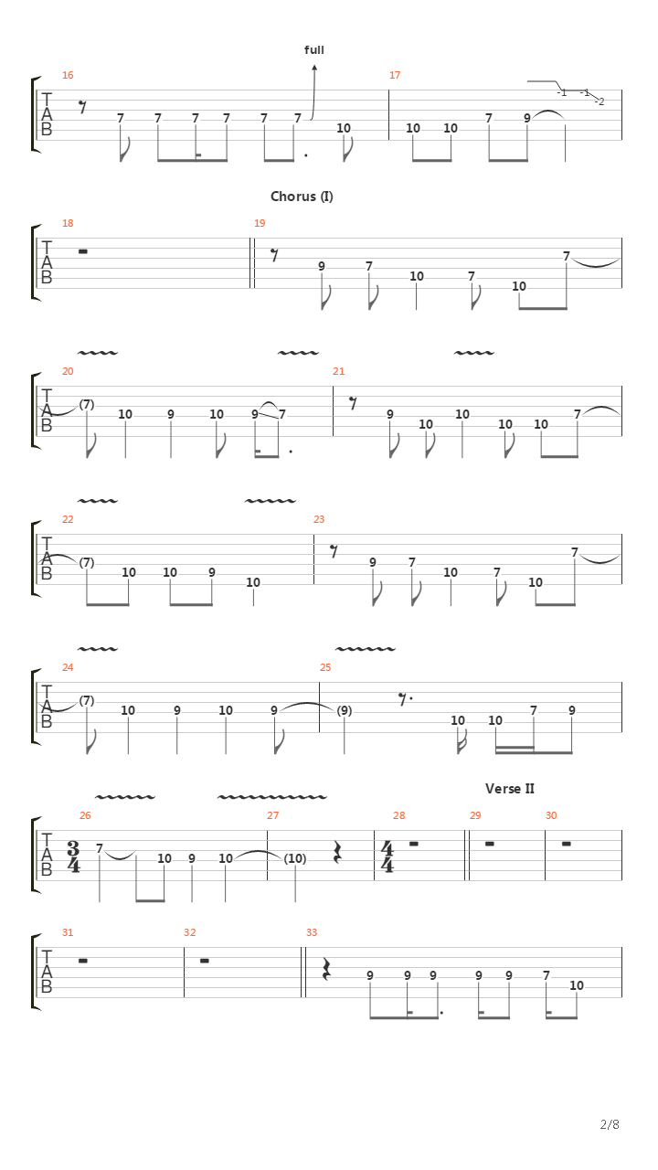 War吉他谱