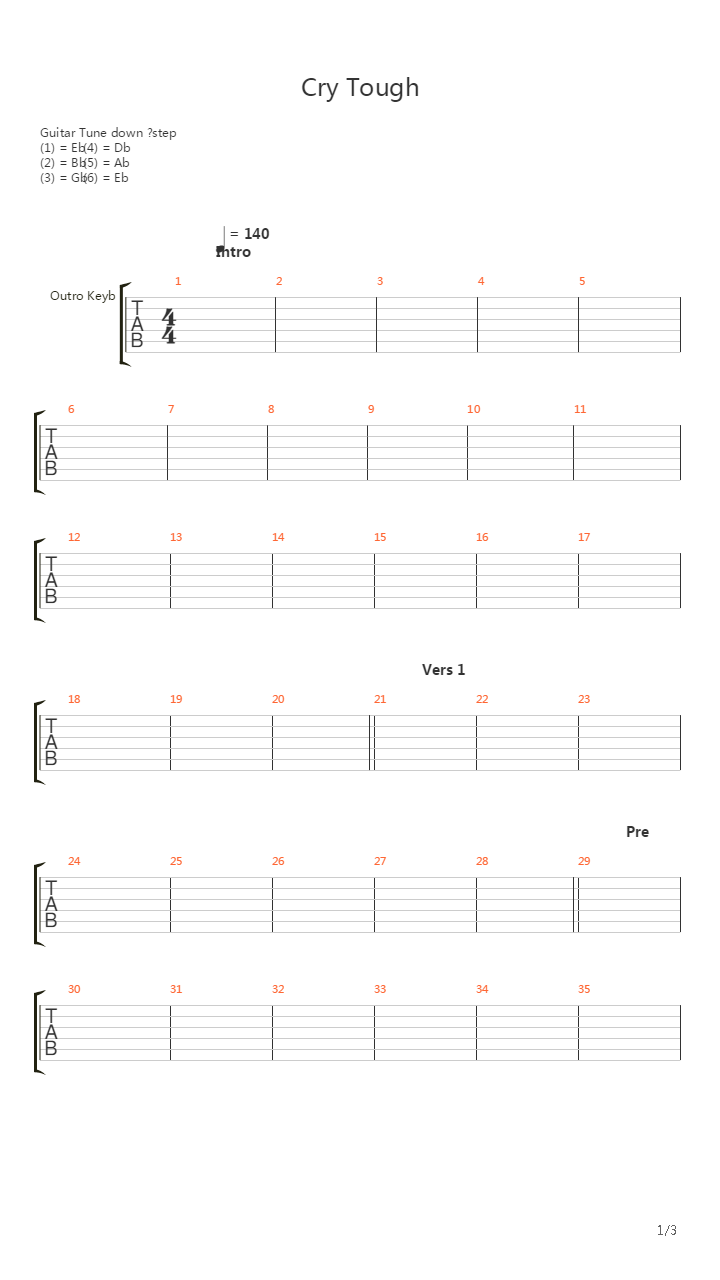 Cry Tough吉他谱