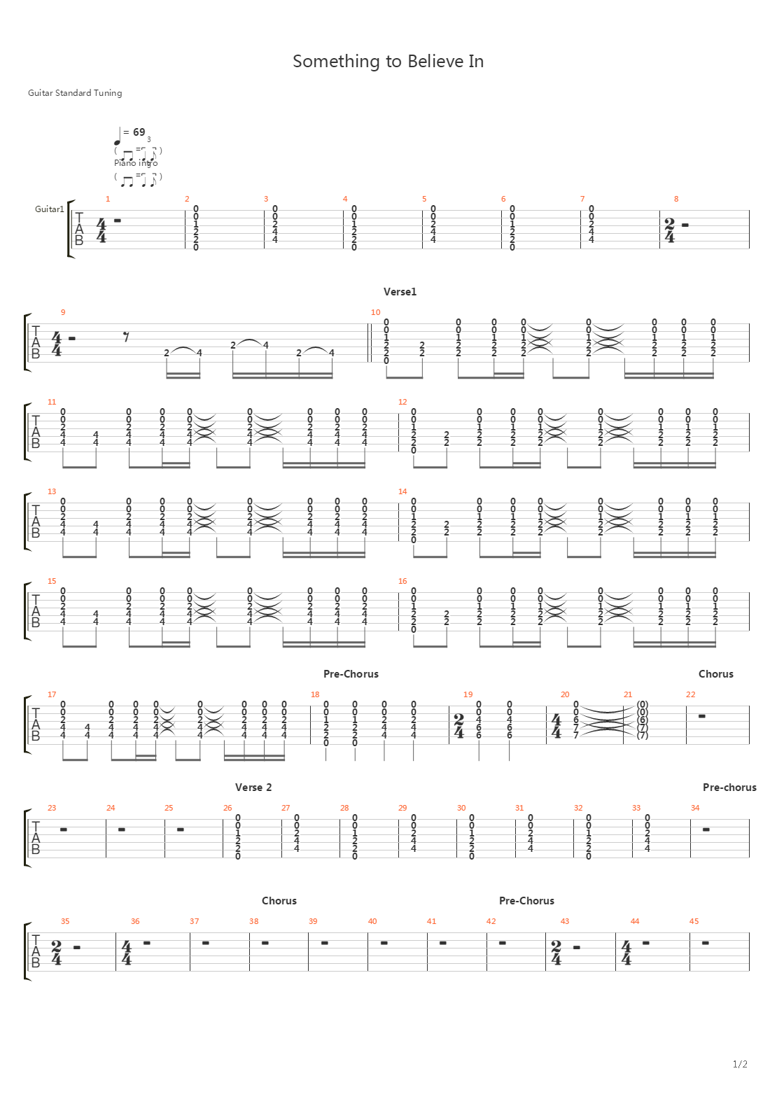 Something To Believe In吉他谱