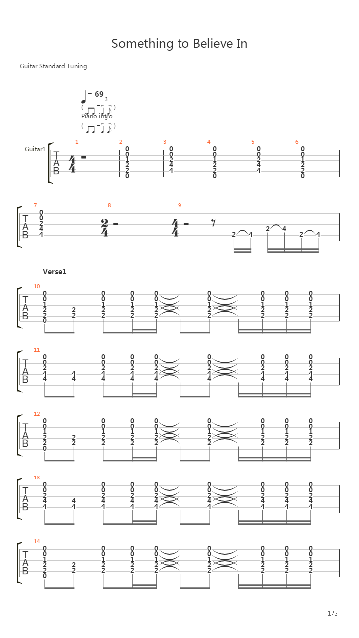 Something To Believe In吉他谱